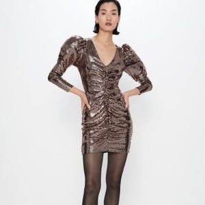 Zara Rose Gold Flat Sequin Dress